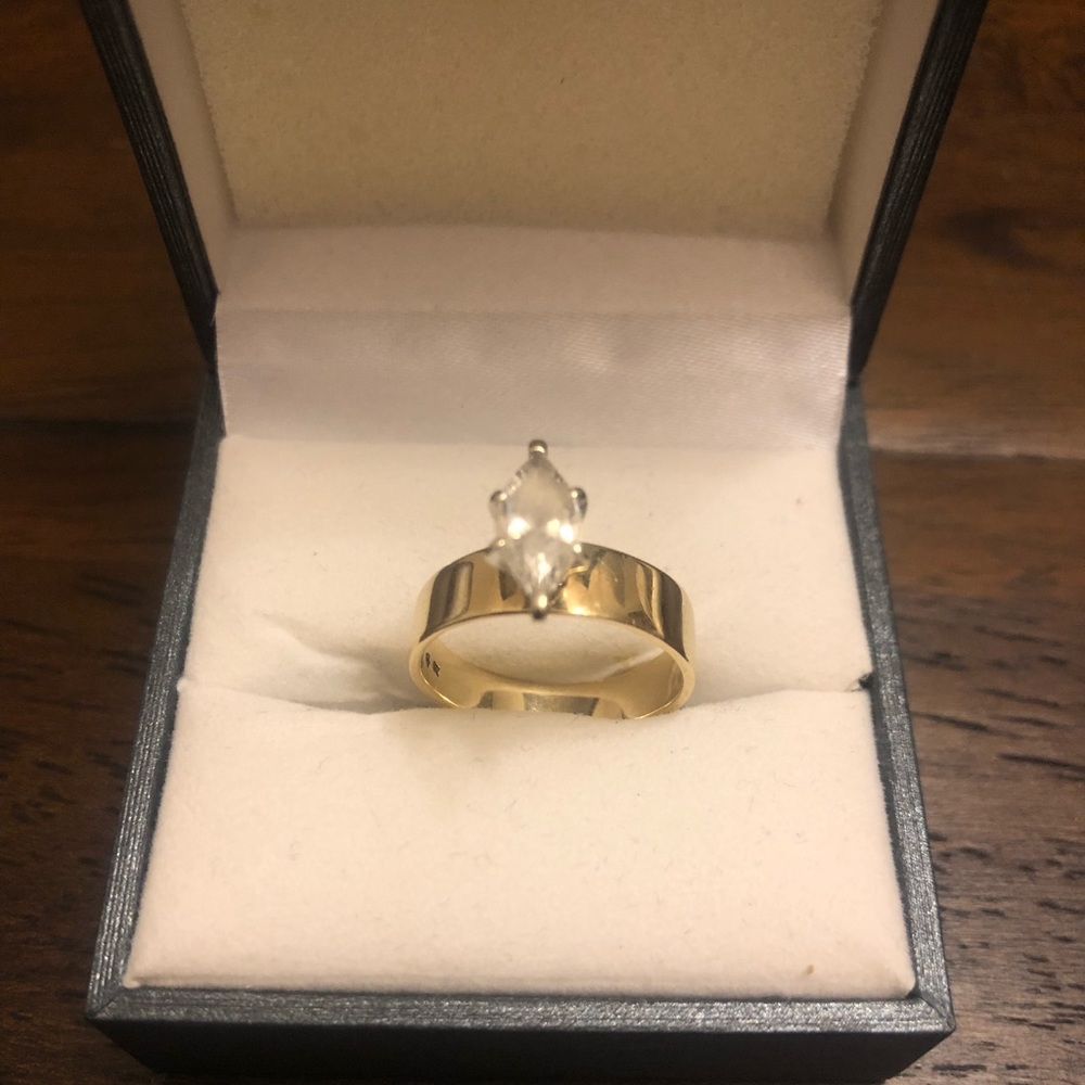 10k gold plated cubic zirconia engagement ring